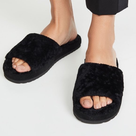 Vince Kalina Black Shearling Slipper Slides Open Toe Size 8 - Picture 9 of 9